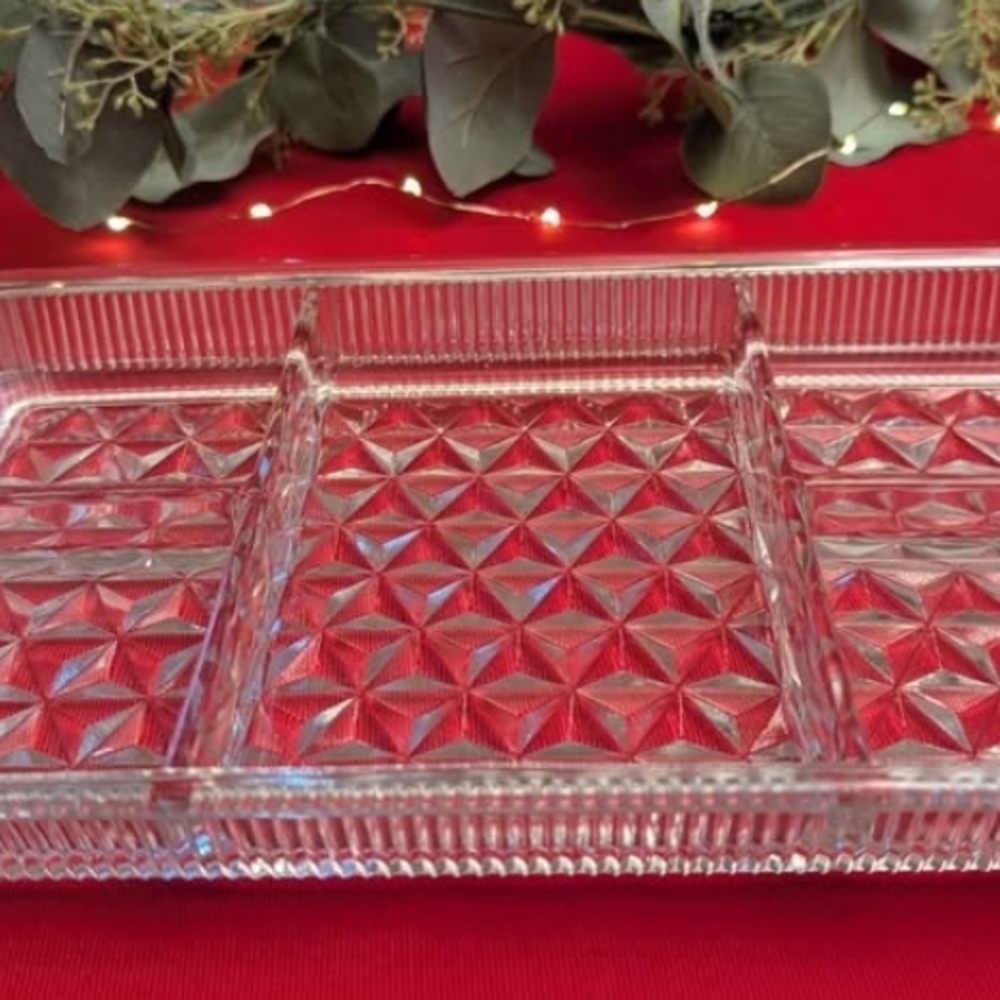 Fostoria "AMERICANA" 5-Part Glass Divided Tray Perfect Condition!! $32